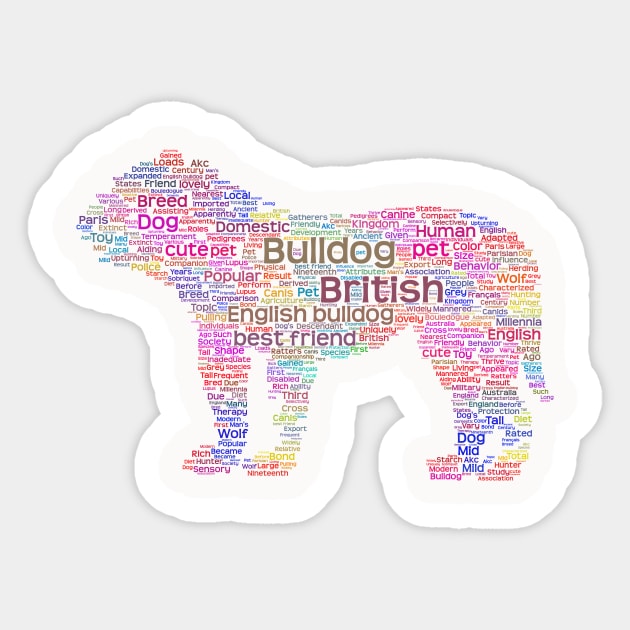 English Bulldog Animal Pet Text Word Cloud Sticker by Cubebox